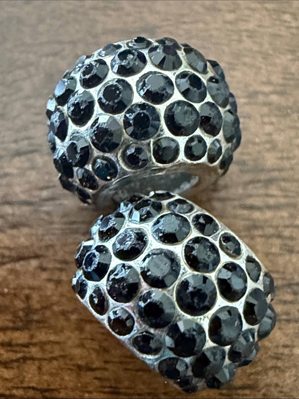 Brighton Silver-Tone Pavé Bead Spacer with Black Crystals Set of 2 Jewelry